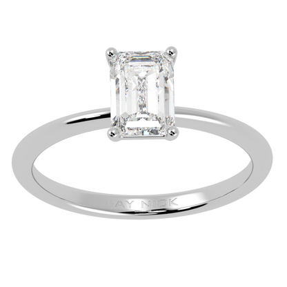 Modern Emerald Cut Solitaire Ring White Gold Platinum Top View