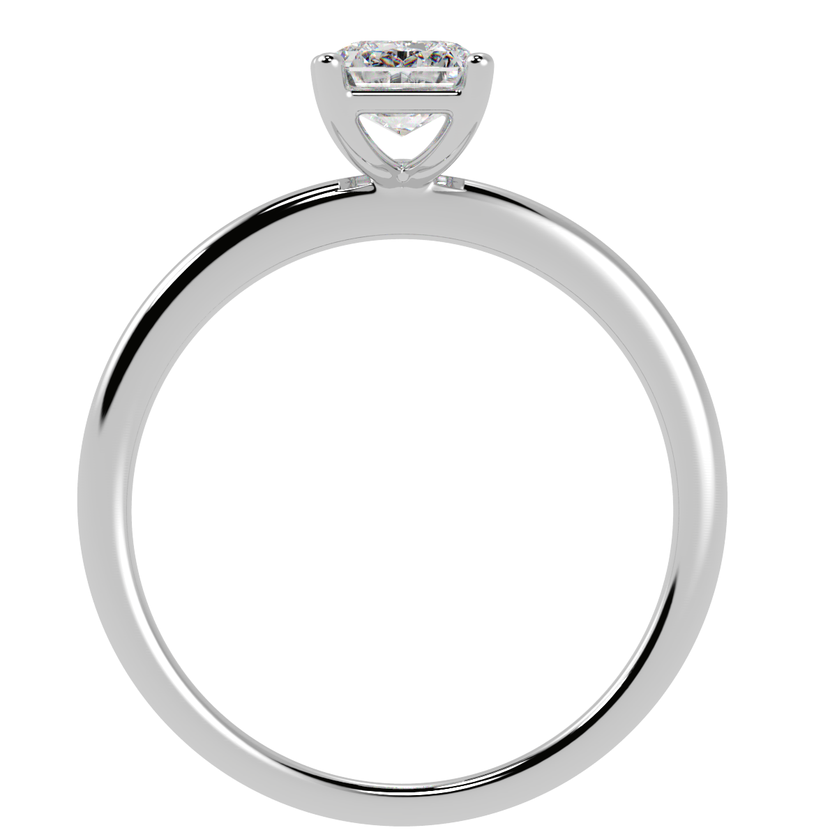 Modern Emerald Cut Solitaire Ring White Gold Platinum Flat View