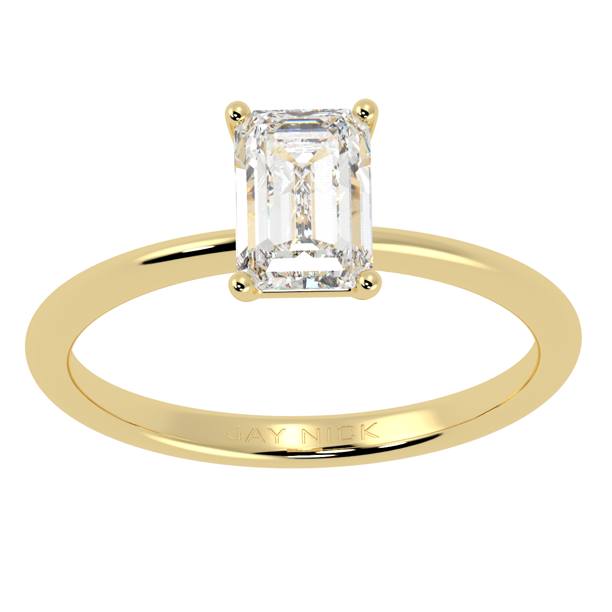 Modern Emerald Cut Solitaire Ring Yellow Gold Top View