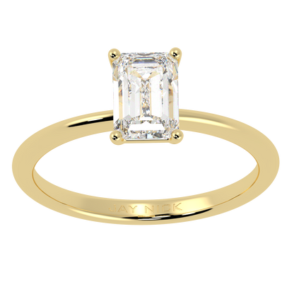 Modern Emerald Cut Solitaire Ring Yellow Gold Top View