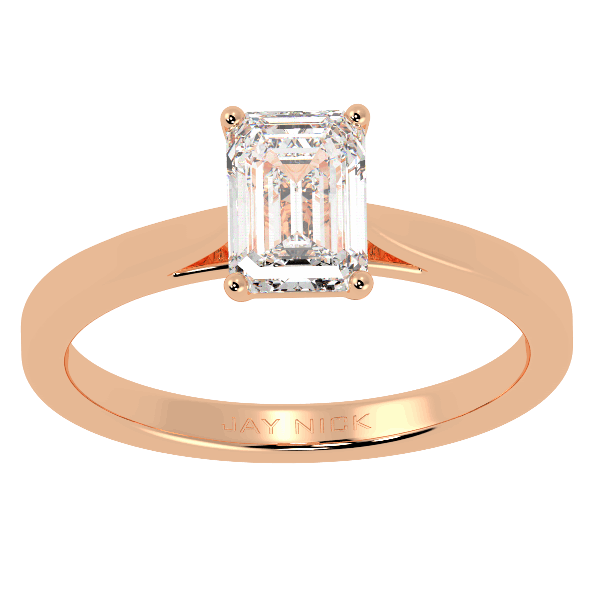 Emerald Cut Solitaire Ring Rose Gold Top View