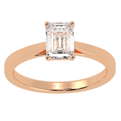 Emerald Cut Solitaire Ring Rose Gold Top View