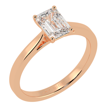 Emerald Cut Solitaire Ring Yellow Gold Perspective View