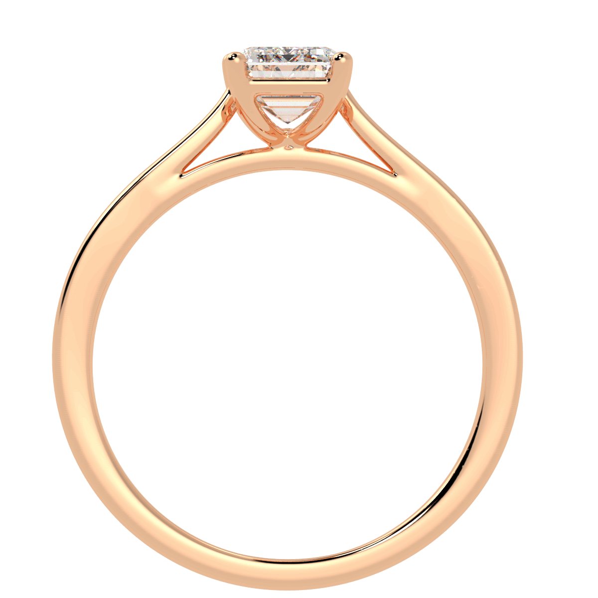 Emerald Cut Solitaire Ring Yellow Gold Flat View