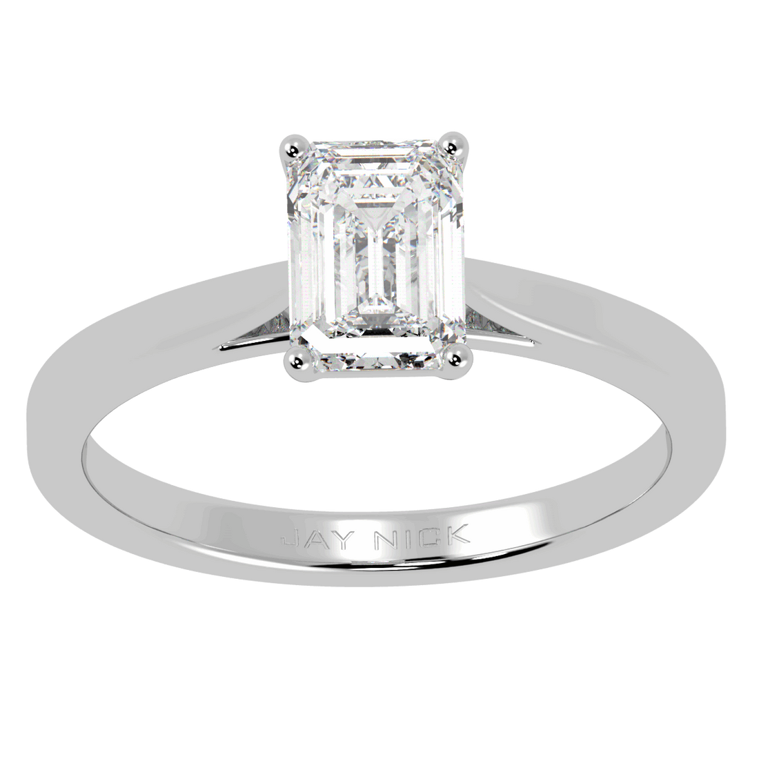 Emerald Cut Solitaire Ring White Gold Platinum Top View