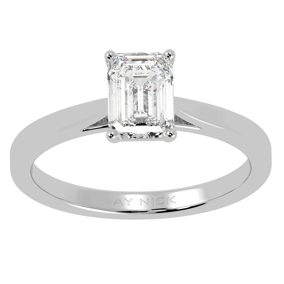 Emerald Cut Solitaire Ring White Gold Platinum Top View