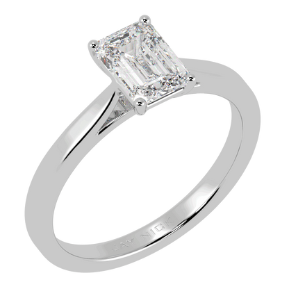 Emerald Cut Solitaire Ring White Gold Platinum Perspective View