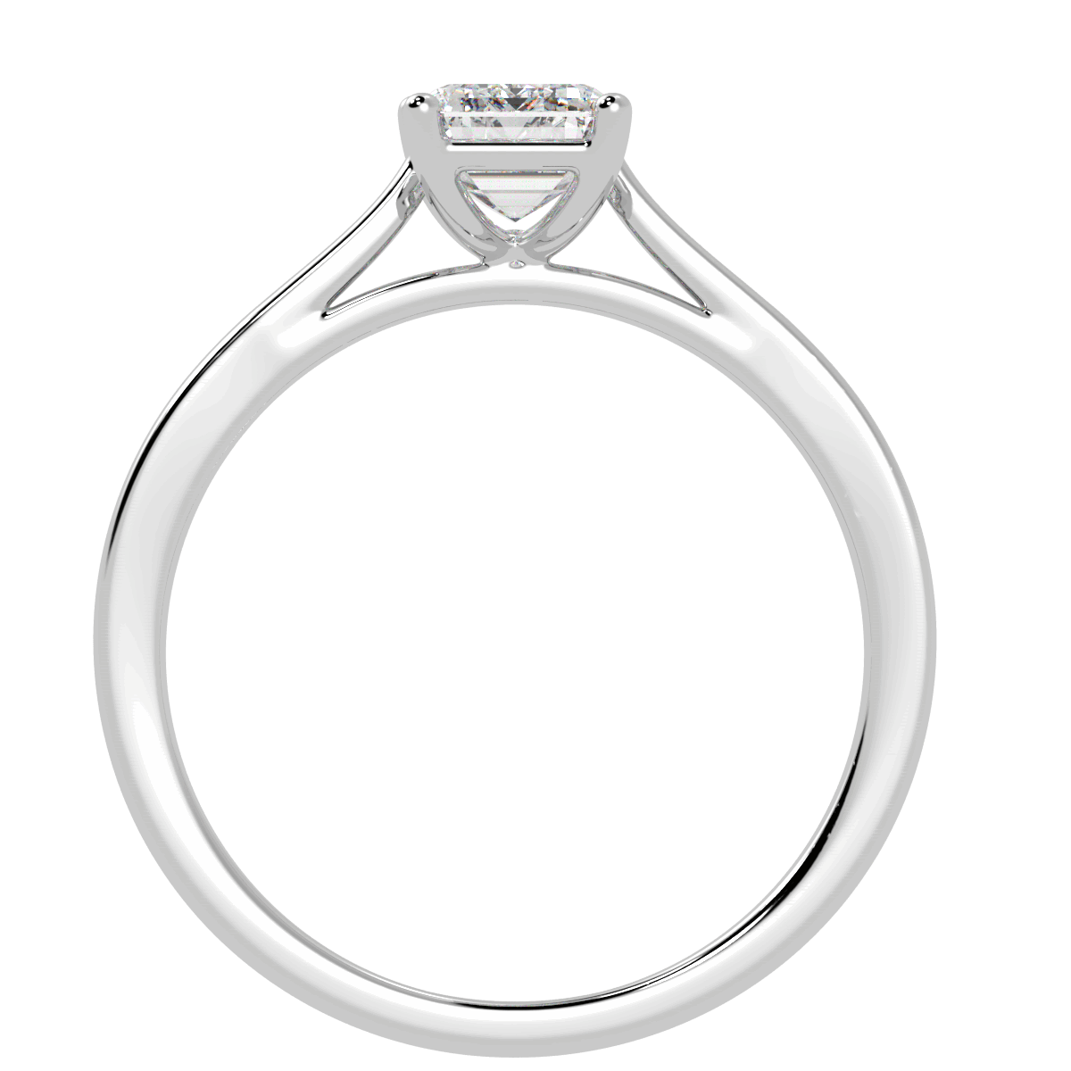 Emerald Cut Solitaire Ring White Gold Platinum Flat View