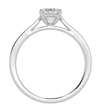 Emerald Cut Solitaire Ring White Gold Platinum Flat View