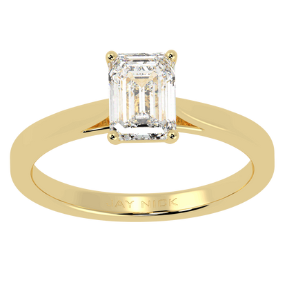 Emerald Cut Solitaire Ring Yellow Gold Top View