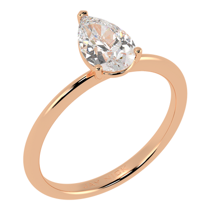 Modern Pear Cut Solitaire Ring Rose Gold Perspective View