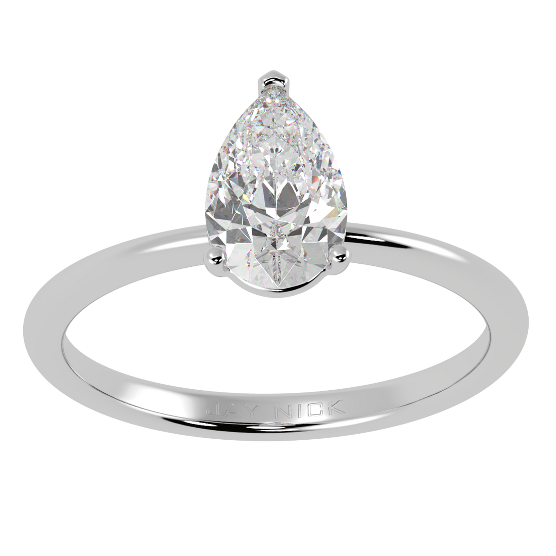 Modern Pear Cut Solitaire Ring White Gold Platinum Top View