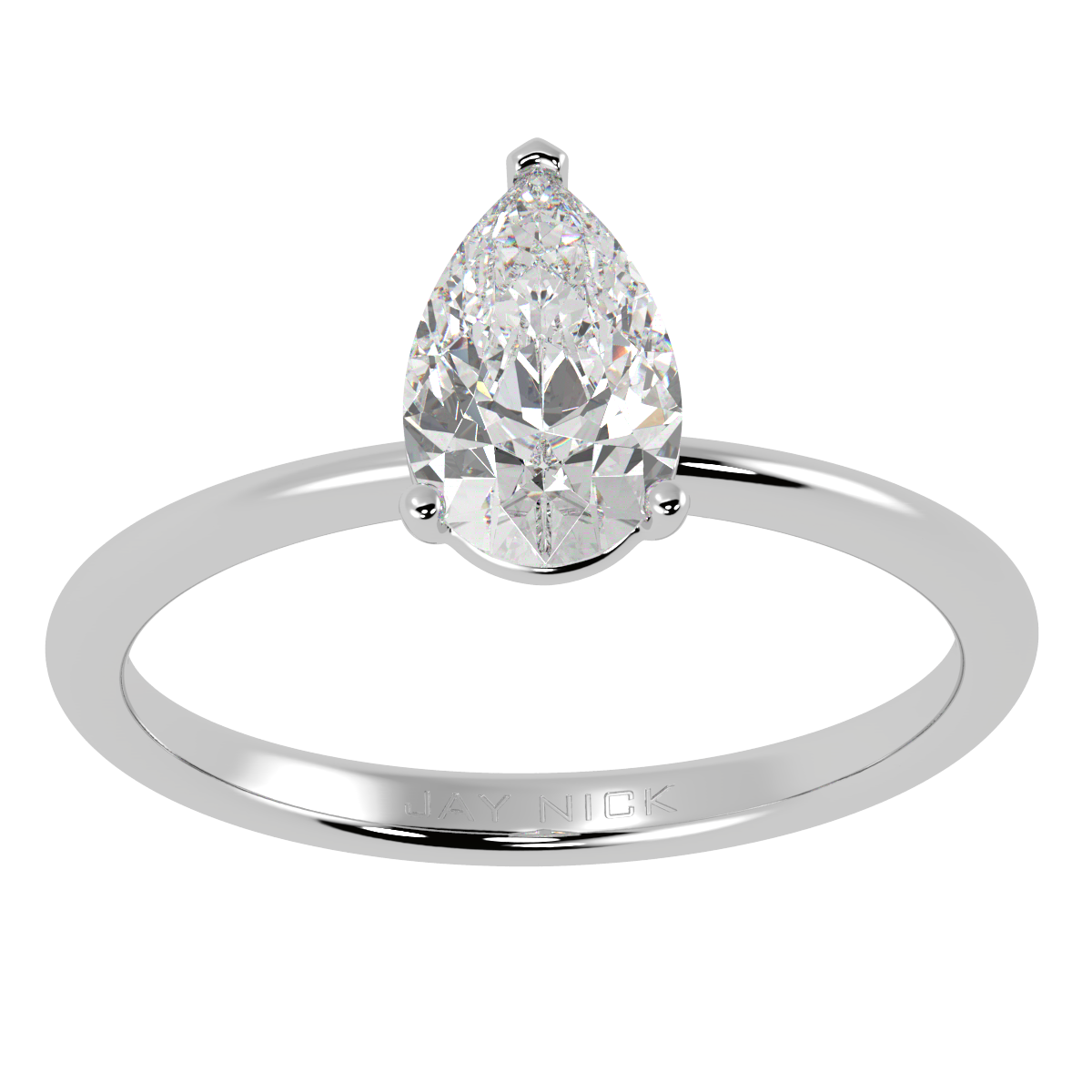 Modern Pear Cut Solitaire Ring White Gold Platinum Top View