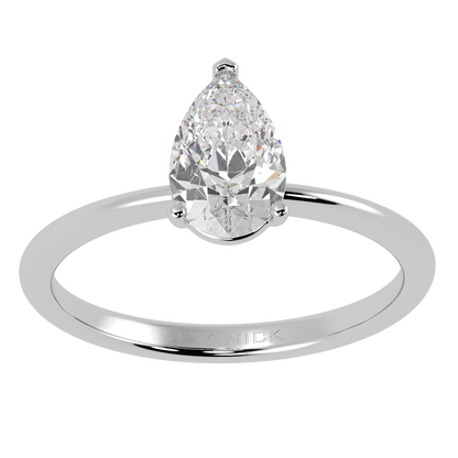 Modern Pear Cut Solitaire Ring White Gold Platinum Top View