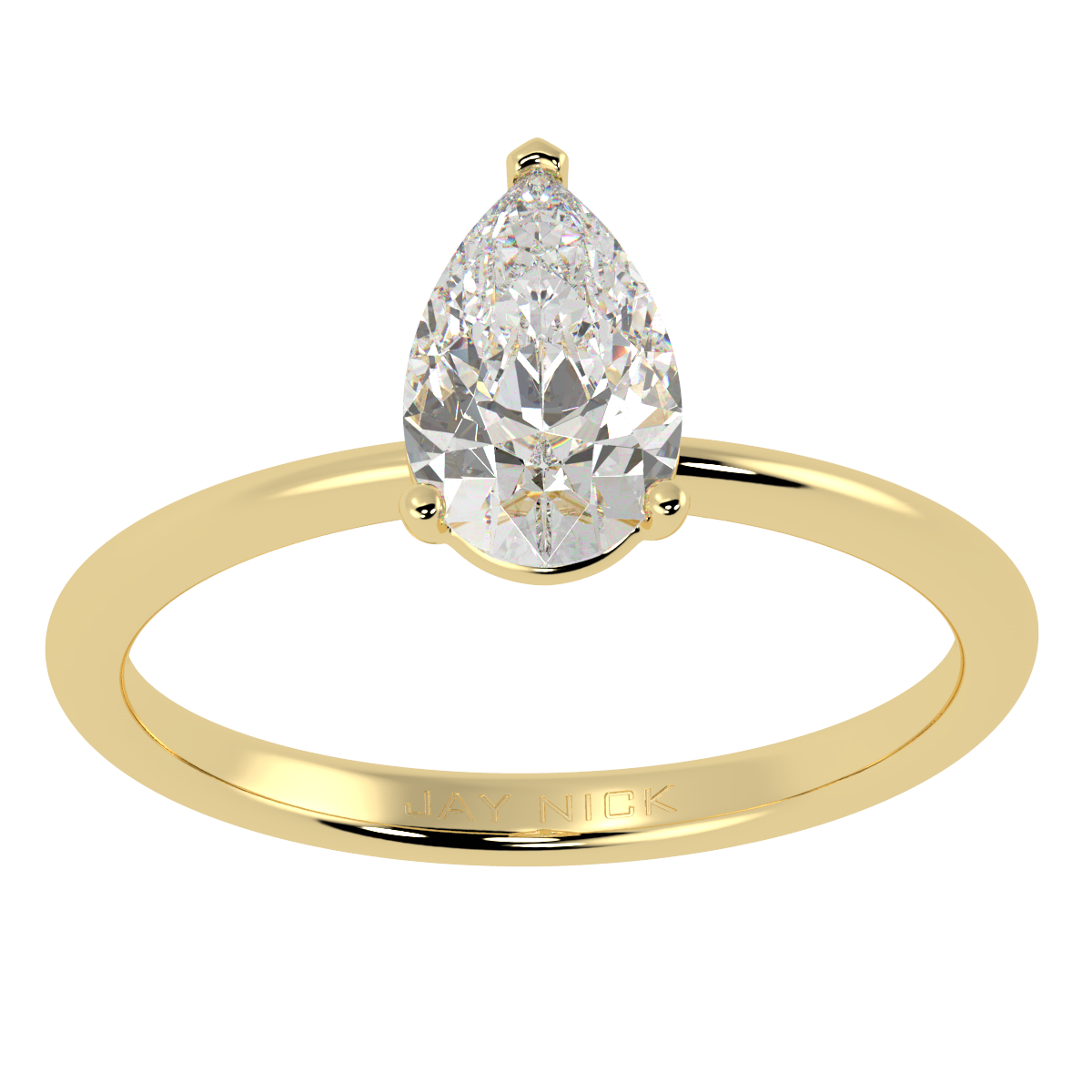 Modern Pear Cut Solitaire Ring Yellow Gold Top View