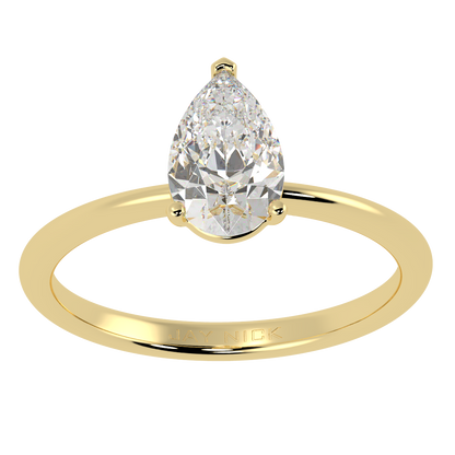 Modern Pear Cut Solitaire Ring Yellow Gold Top View