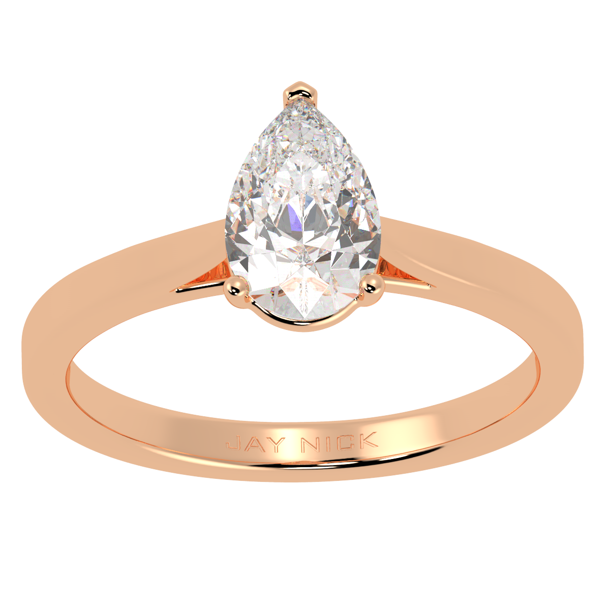 Pear Cut Solitaire Ring Rose Gold Top View