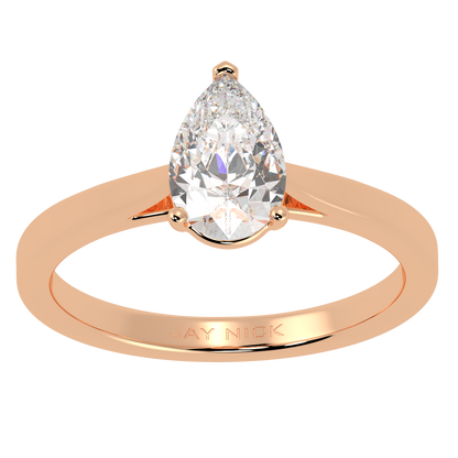 Pear Cut Solitaire Ring Rose Gold Top View