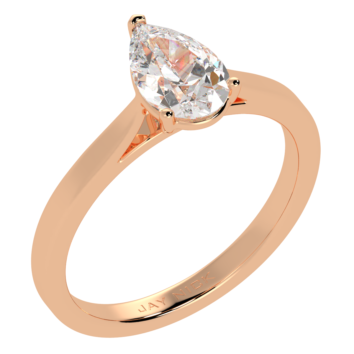 Pear Cut Solitaire Ring Rose Gold Perspective View