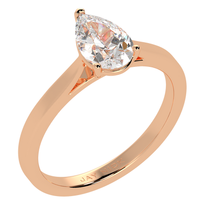 Pear Cut Solitaire Ring Rose Gold Perspective View