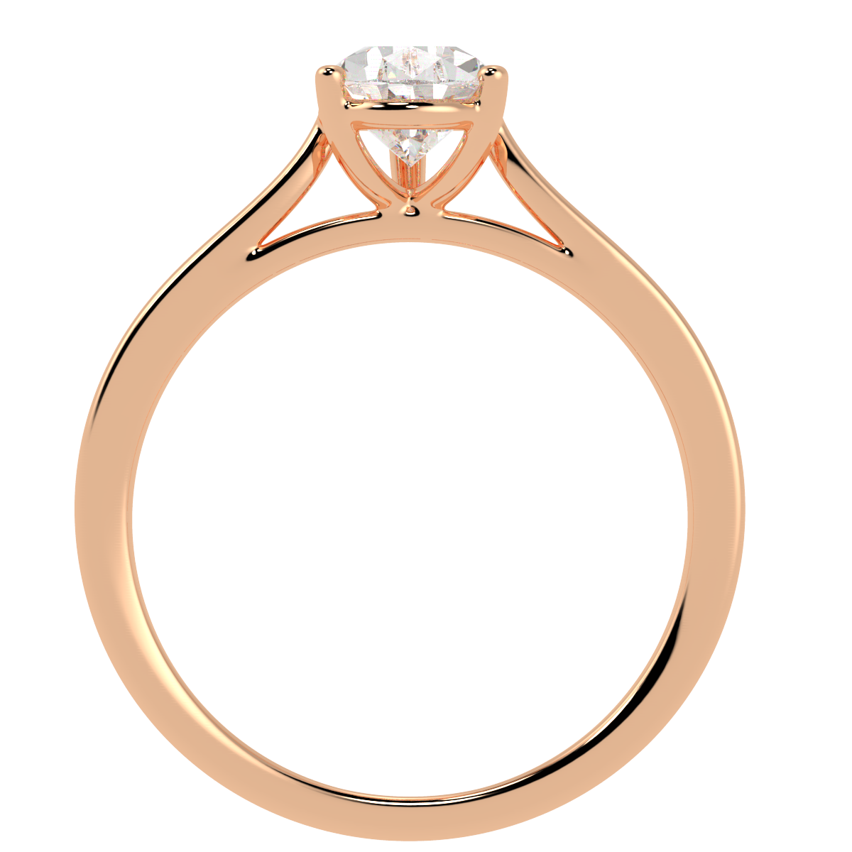 Pear Cut Solitaire Ring Rose Gold Flat View