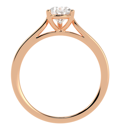 Pear Cut Solitaire Ring Rose Gold Flat View