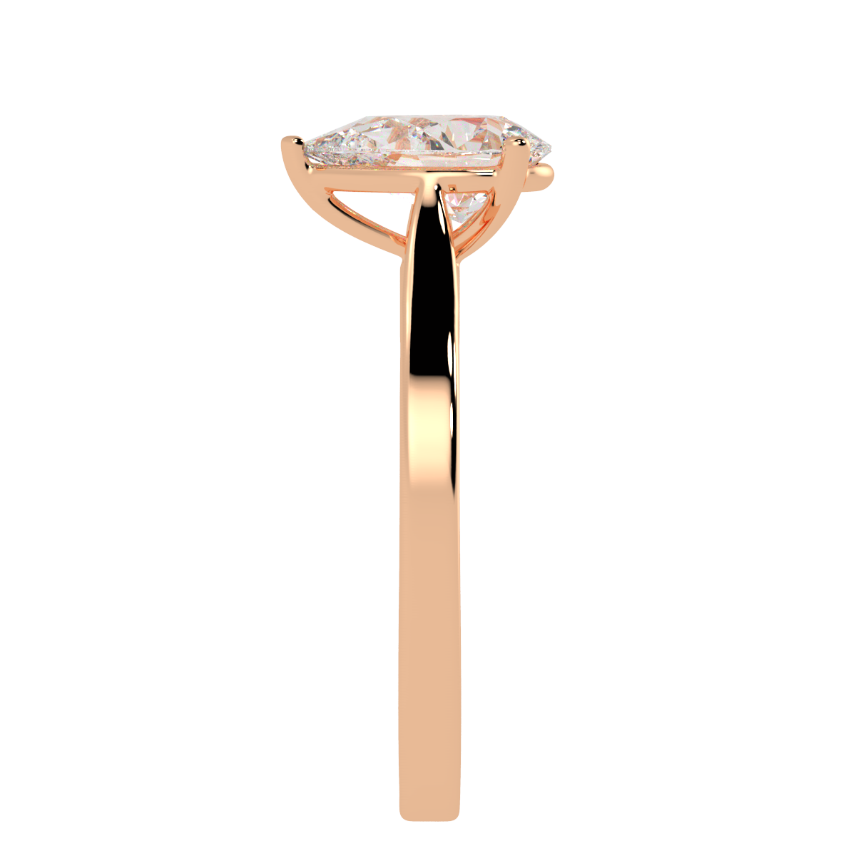 Pear Cut Solitaire Ring Rose Gold Side View