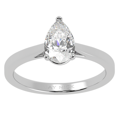 Pear Cut Solitaire Ring White Gold Platinum Top View