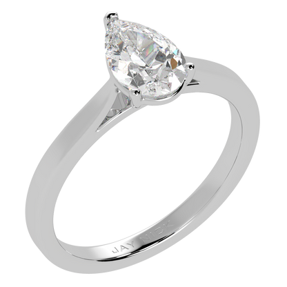 Pear Cut Solitaire Ring White Gold Platinum Perspective View