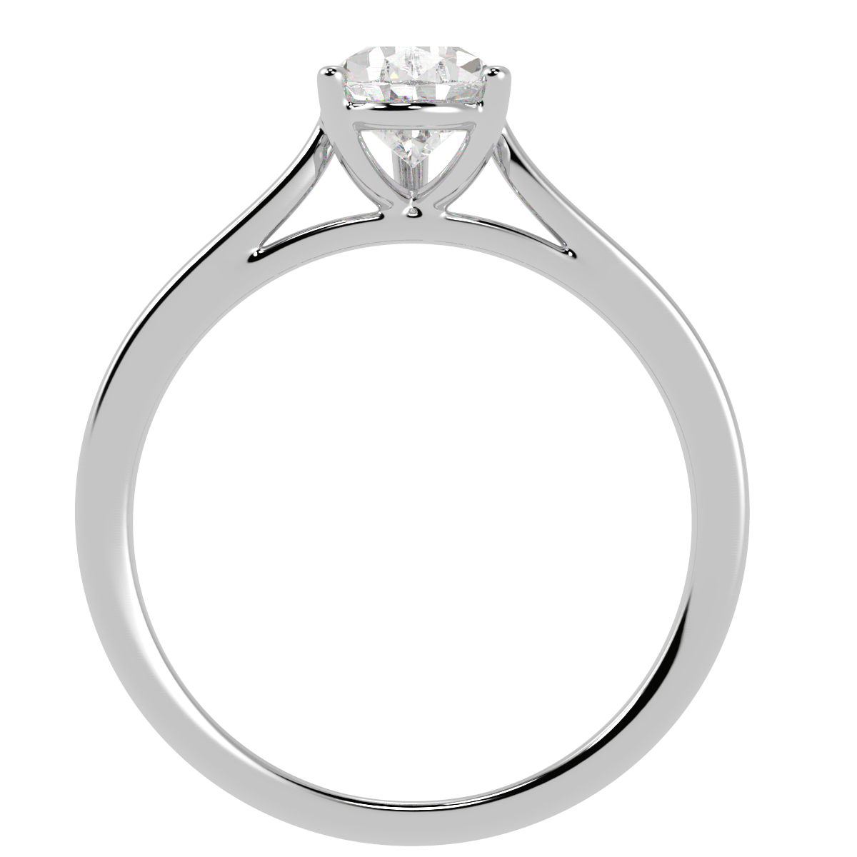 Pear Cut Solitaire Ring White Gold Platinum Flat View