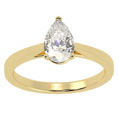 Pear Cut Solitaire Ring Yellow Gold Top View