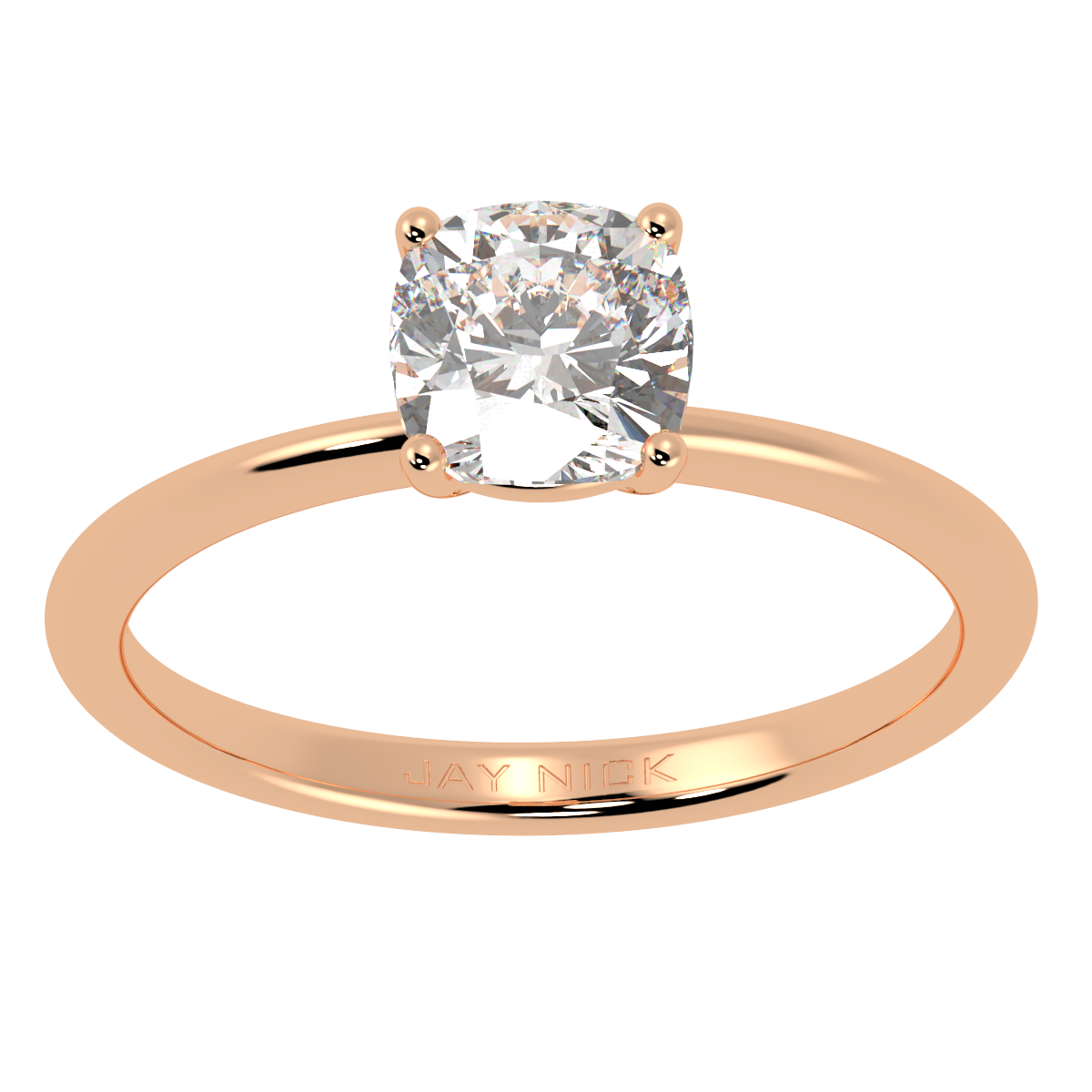 Modern Cushion Cut Solitaire Ring Rose Gold Top View