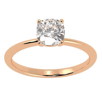 Modern Cushion Cut Solitaire Ring Rose Gold Top View