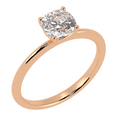 Modern Cushion Cut Solitaire Ring Rose Gold Perspective View