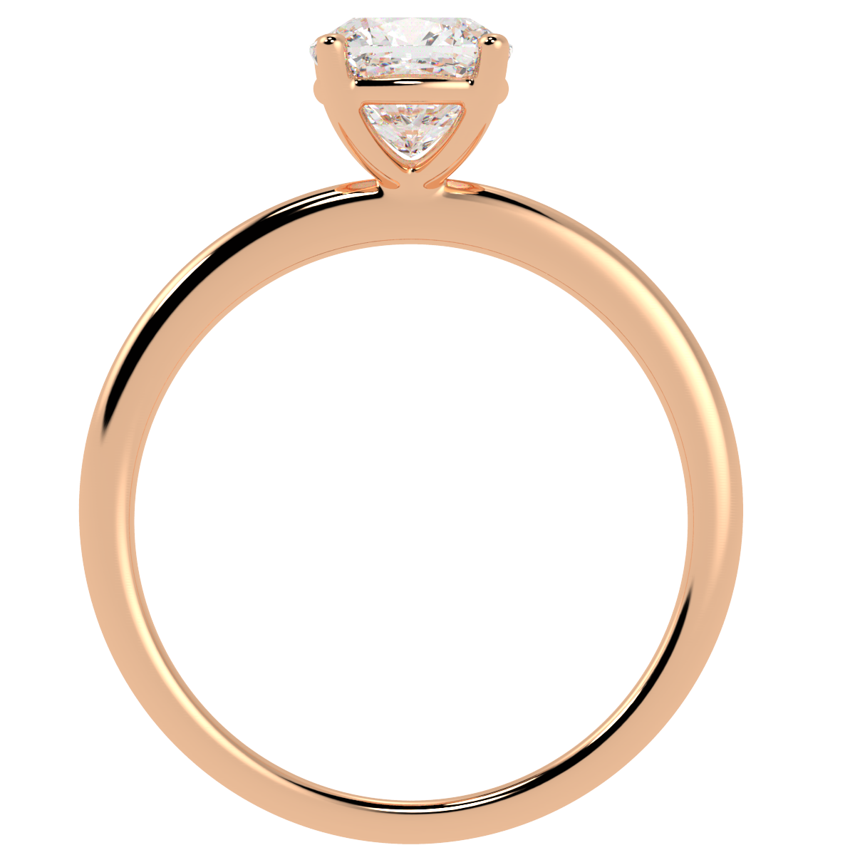 Modern Cushion Cut Solitaire Ring Rose Gold Flat View