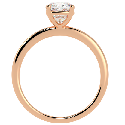 Modern Cushion Cut Solitaire Ring Rose Gold Flat View