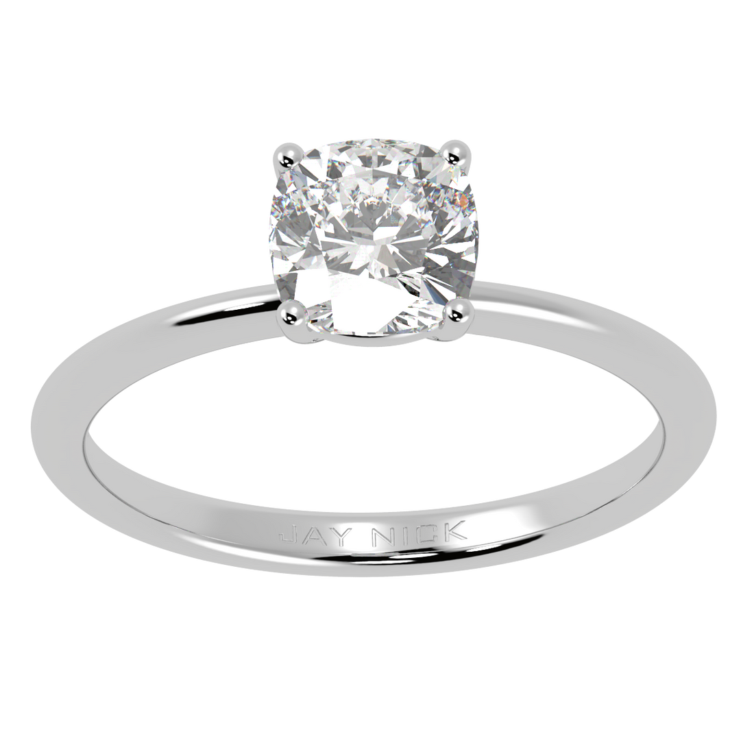 Modern Cushion Cut Solitaire Ring White Gold Platinum Top View