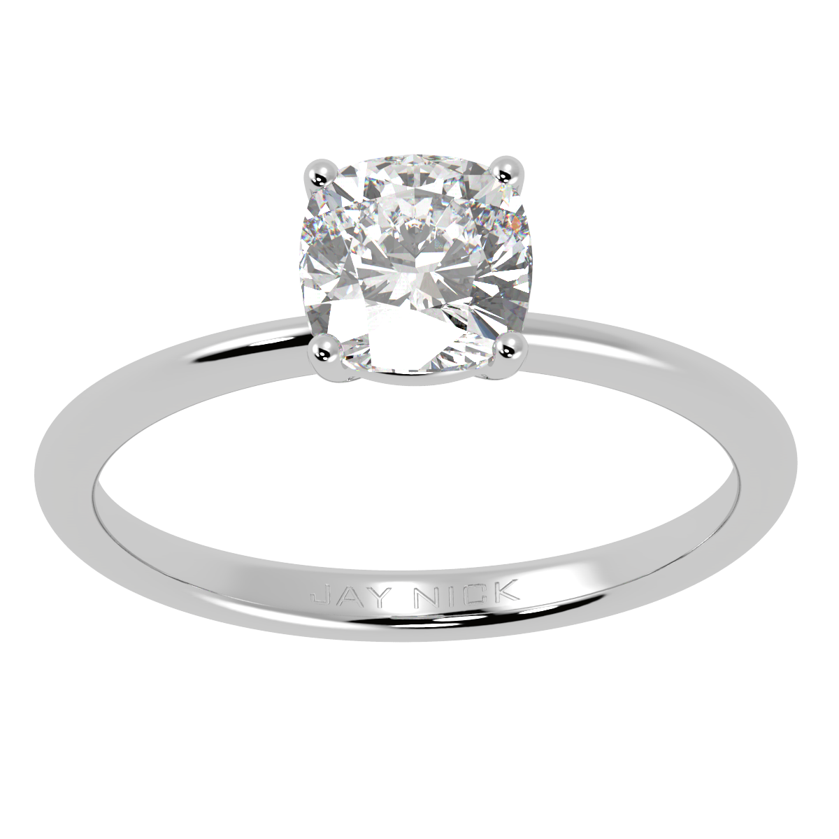 Modern Cushion Cut Solitaire Ring White Gold Platinum Top View