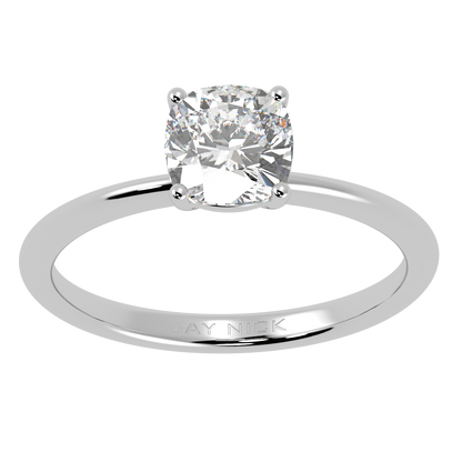 Modern Cushion Cut Solitaire Ring White Gold Platinum Top View