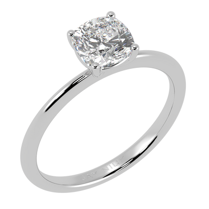 Modern Cushion Cut Solitaire Ring White Gold Platinum Perspective View