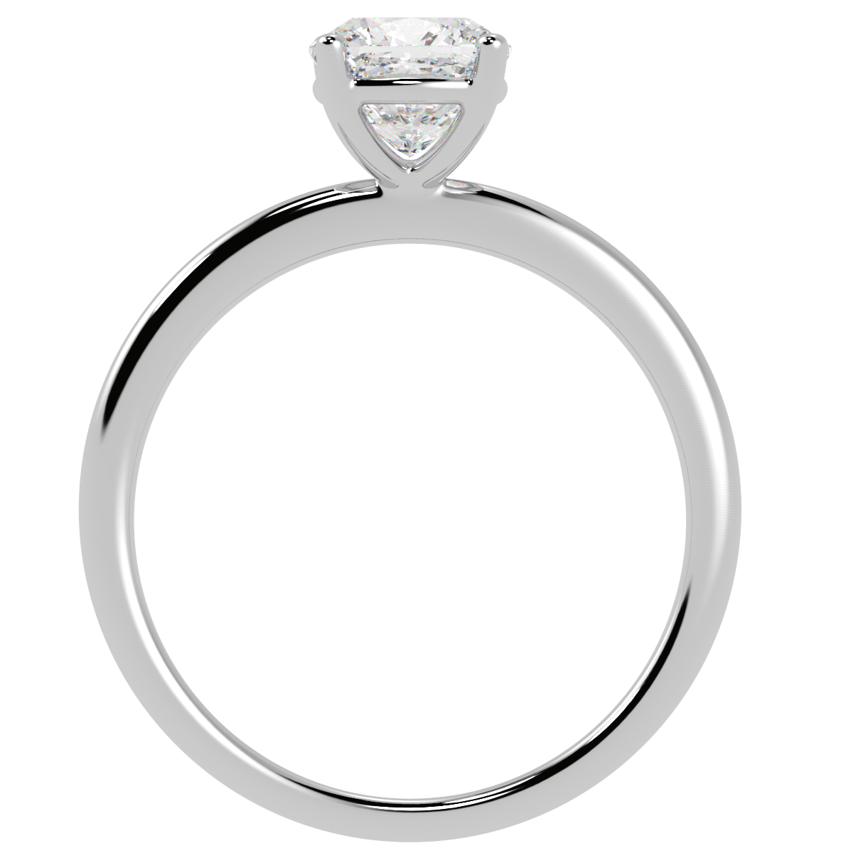 Modern Cushion Cut Solitaire Ring White Gold Platinum Flat View