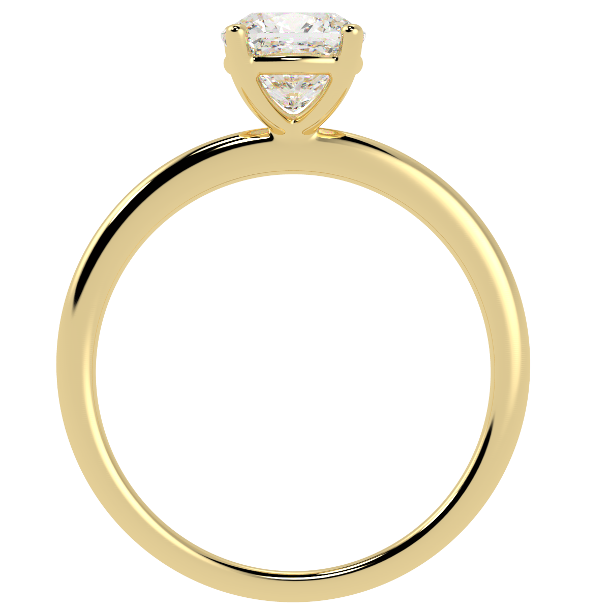 Modern Cushion Cut Solitaire Ring Yellow Gold Flat View