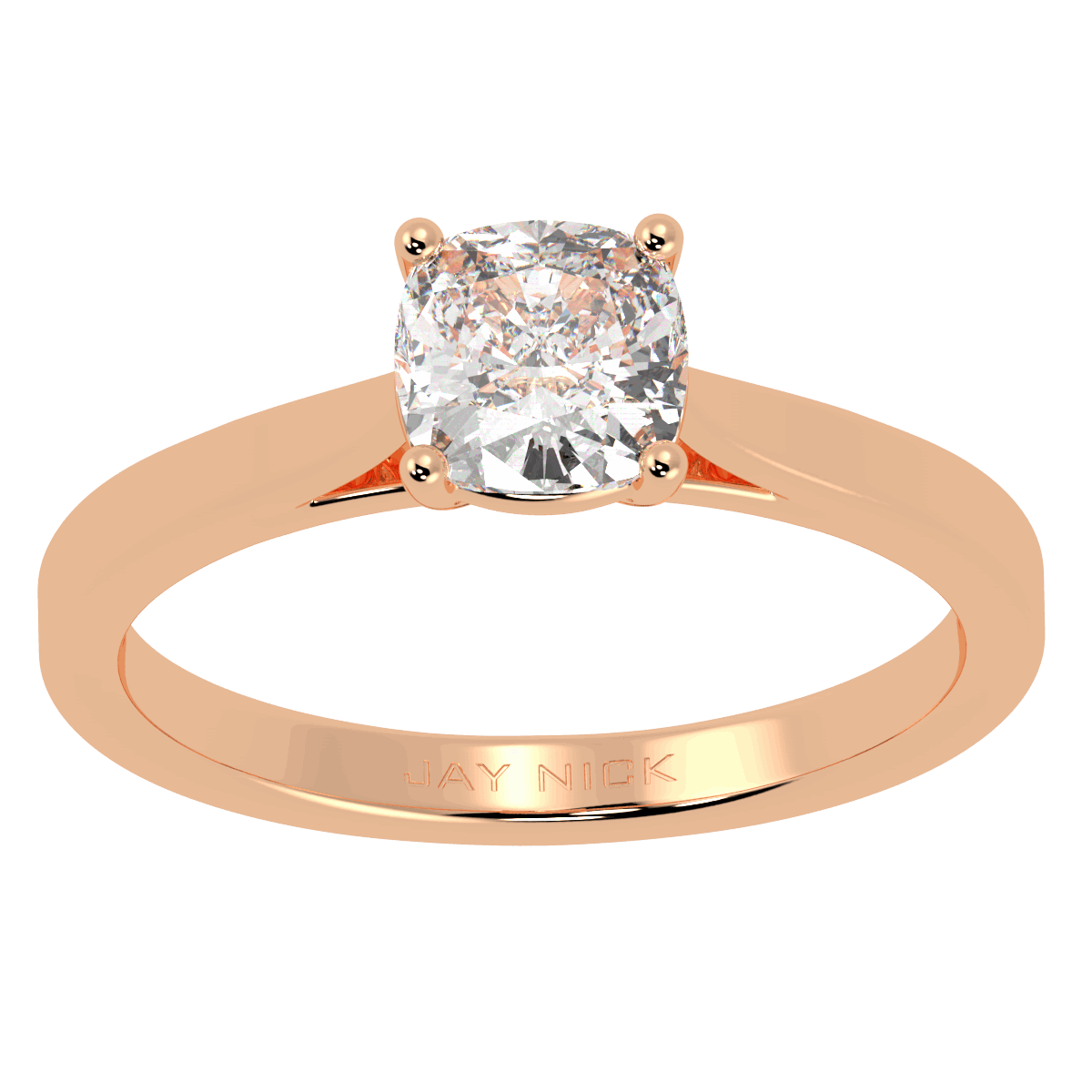 Cushion Cut Solitaire Ring Rose Gold Top View