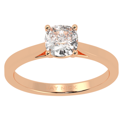 Cushion Cut Solitaire Ring Rose Gold Top View