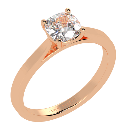 Cushion Cut Solitaire Ring Rose Gold Perspective View