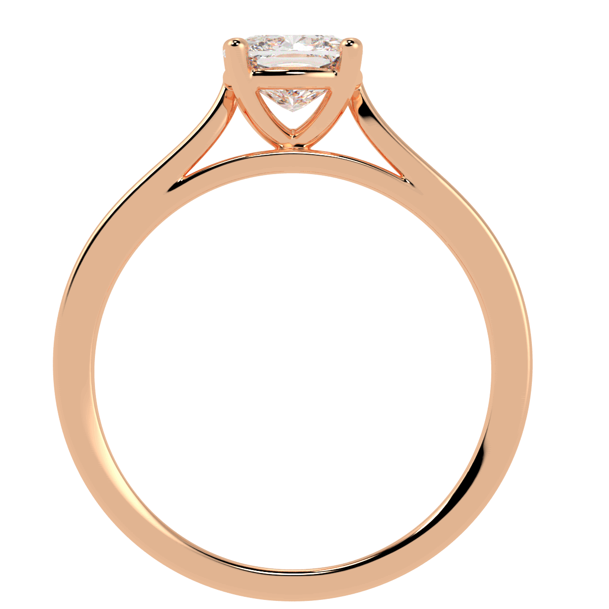 Cushion Cut Solitaire Ring Rose Gold Flat View