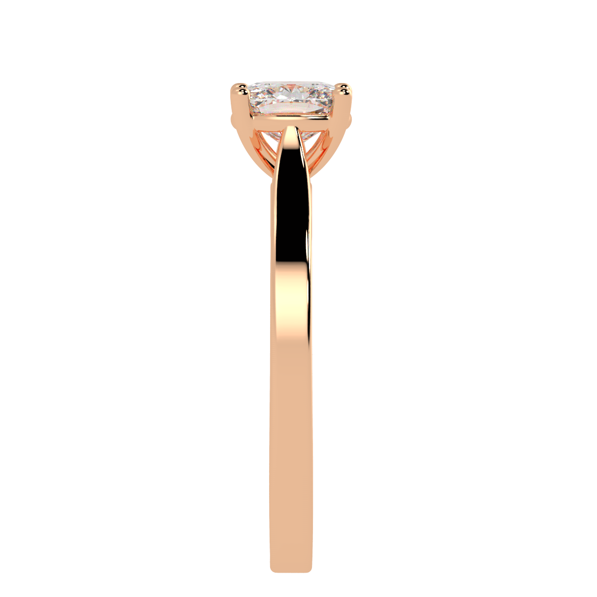 Cushion Cut Solitaire Ring Rose Gold Side View