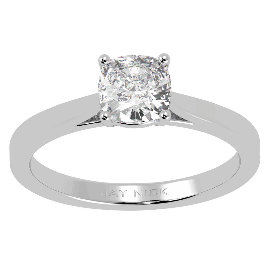 Cushion Cut Solitaire Ring White Gold Platinum Top View