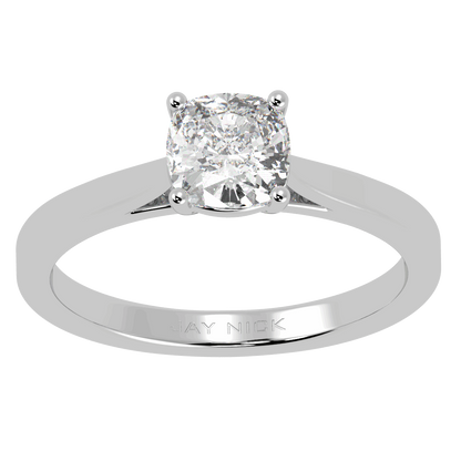 Cushion Cut Solitaire Ring White Gold Platinum Top View