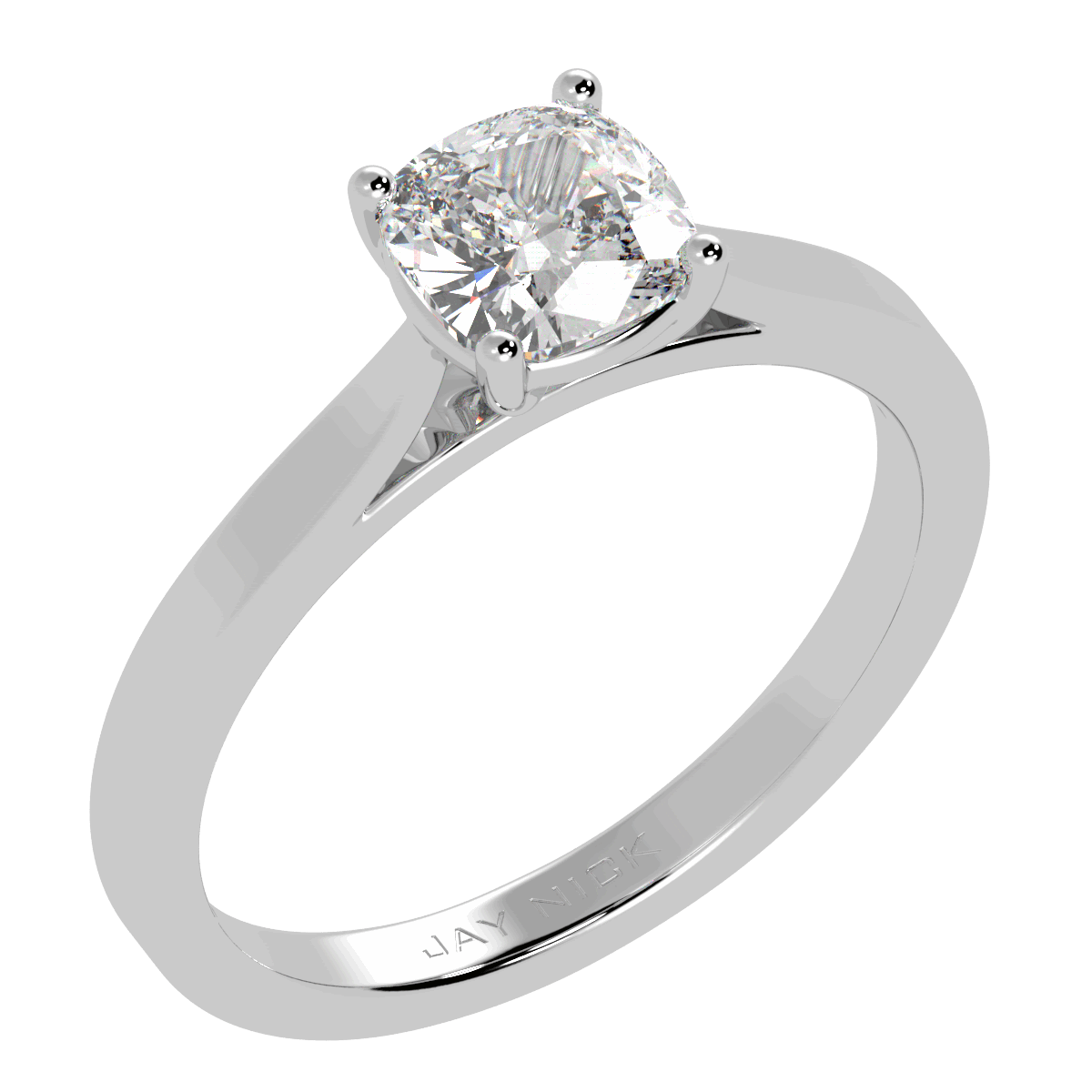 Cushion Cut Solitaire Ring White Gold Platinum Perspective View